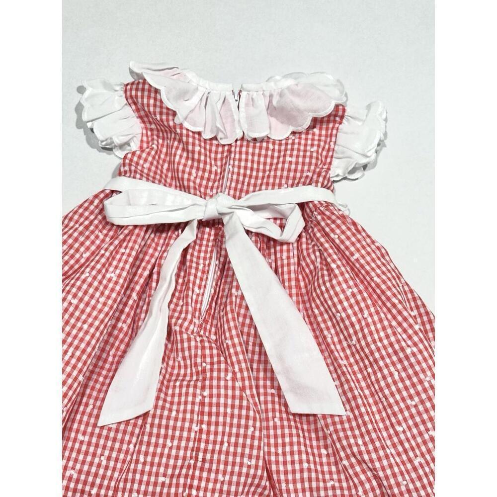 Vintage Sylvia White Toddler Girls Dress Red and White Gingham Zipper Ruffles 2T - Picture 15 of 15